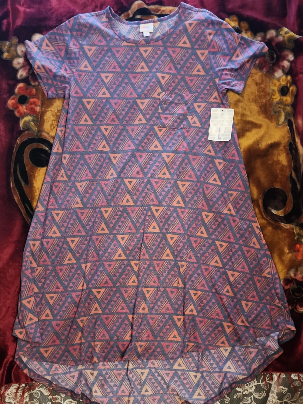 NWT Lula Roe Pink & Purple Aztec T Shirt High -Low Dress